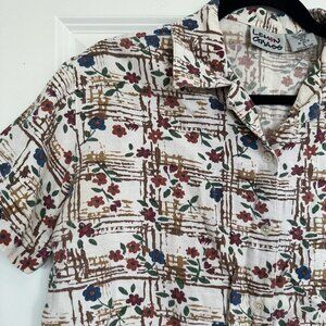 90’s Lemon Grass Floral Button Up - Men’s S or Women’s M